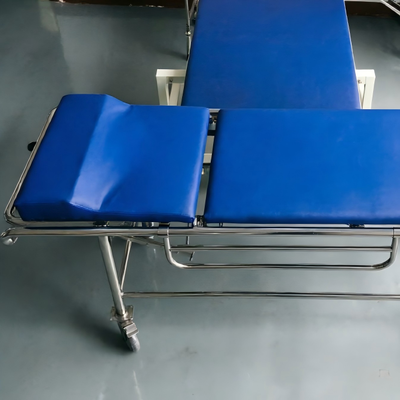 نطفه آلومینیومی غیر مغناطیسی MRI stretcher با بخش سر قابل برداشتن و 4 چرخ چرخ دار با ترمز